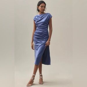 NWT BHLDN Francesca High-Neck Stretch Satin Midi Dress XL